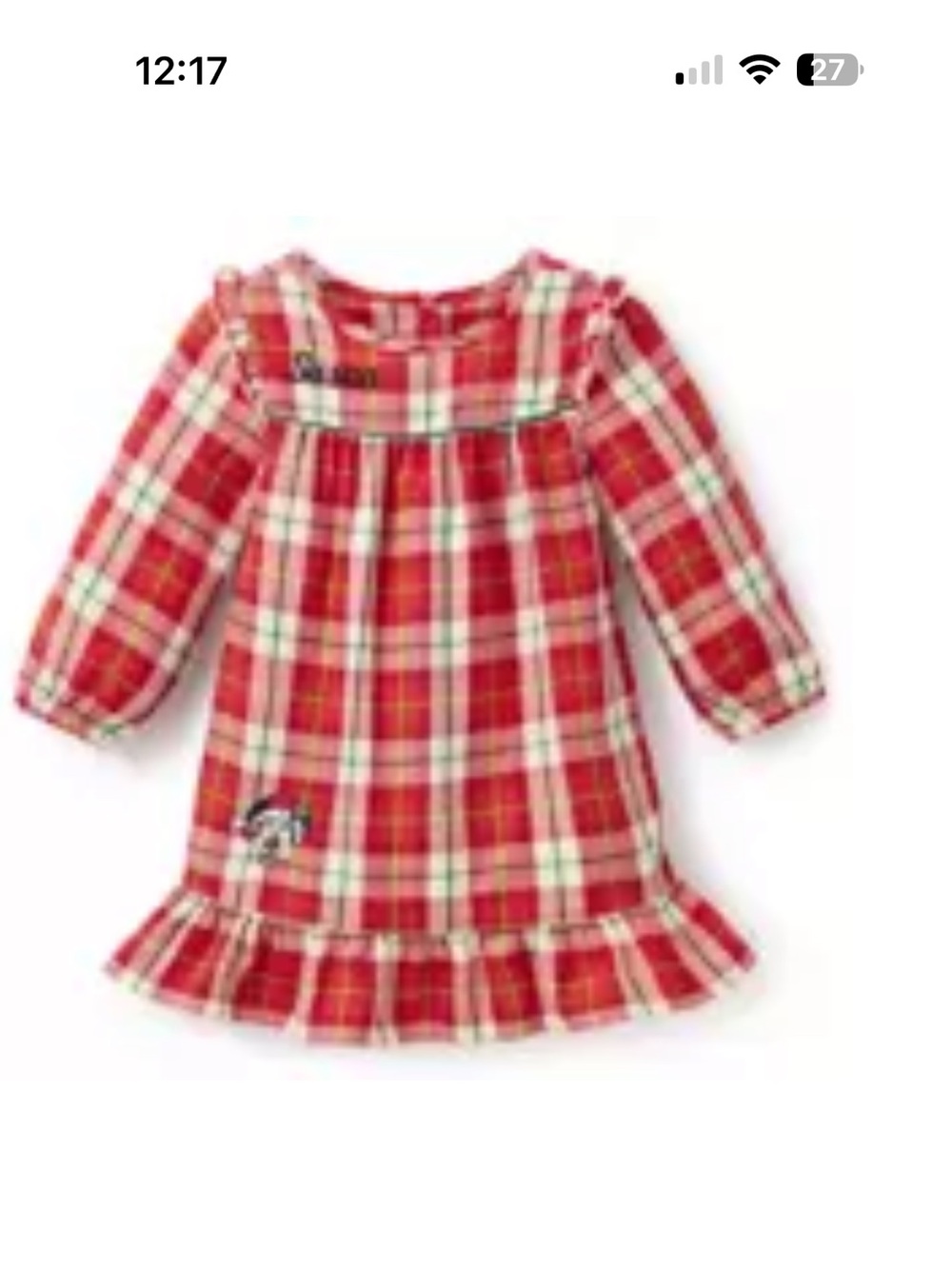 Santa Minnie Mouse Plaid Holiday Nightshirt for Girls